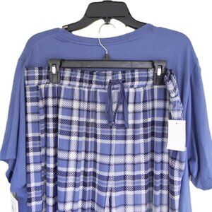 NWT Ande Men's 2-piece Pajama Lounge Set - Size Large - Blue top & Plaid Pants